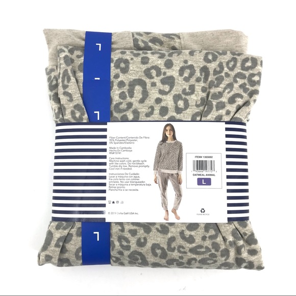 Splendid Cream Grey  Animal  Print 2 Piece Pajama Set - Picture 3 of 5